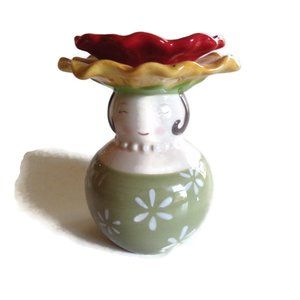 Small Lady Vase/ Flower Hat/ Grasslands Road/ Green/ Orange/ Yellow